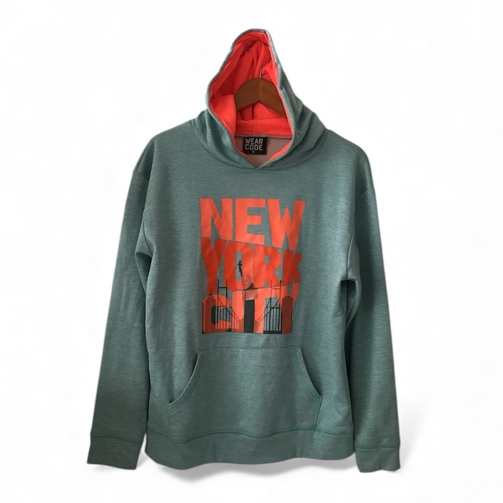 Wear Code Teal and Orange New York City Kangaroo Pocket Hoodie sz M